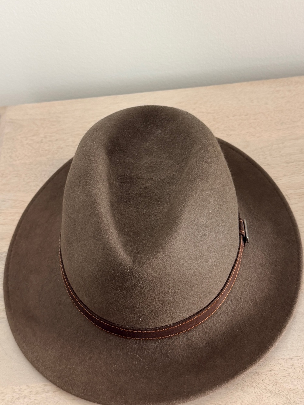 Borsalino Brown Fur Felt Fedora with Leather Band - Picture 4 of 7